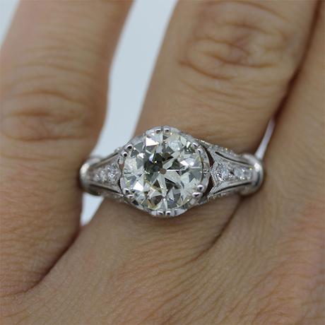 2.45ct Old European Cut Diamond Engagement Ring
