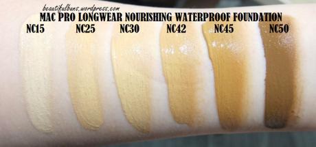 MAC Pro Longwear Nourishing Foundation NC swatches