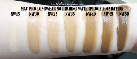 MAC Pro Longwear Nourishing Foundation NW swatches