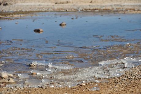 One of the partially frozen streams melting in the sun.