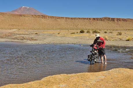 One of many river crossings, most of which were half frozen which left our feet very cold!