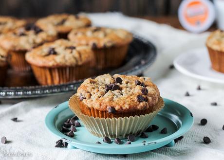 These Coffee Chocolate Chip Streusel Muffins are made with fresh Dunkin' Donuts coffee, filled with chocolate chips, and topped with a delicious streusel crumb topping!