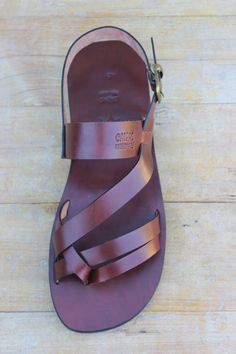 Mens flat leather sandals Conquest $70 Etsy handmade