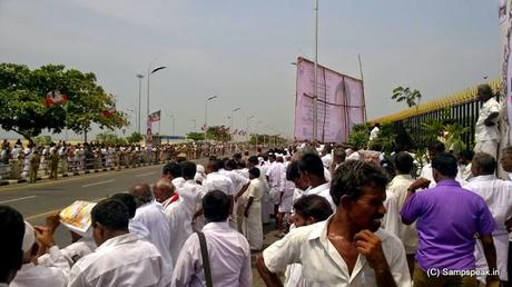 crowds throng Marina to have a glimpse of CM Ms J Jayalalithaa