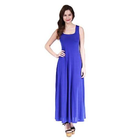 24/7 - Comfort Apparel Womens Scoop-neck Tank Maxi Dress - Blue - Size M
