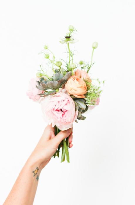 Ranunculus With Succulents DIY Flower Arrangement