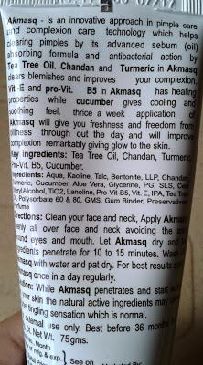 Akmasq Pimple Care Complexion Mask Review