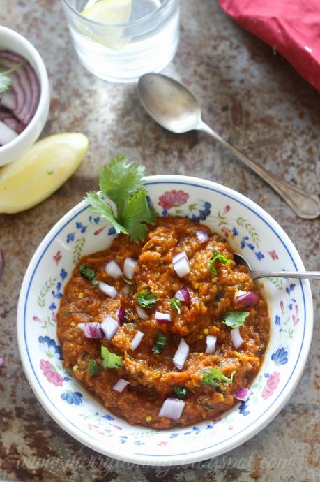 Baigan Ka Bharta: Eggplant Mash: Pressure Cooker Method