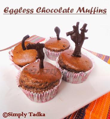 Eggless Chocolate Muffins