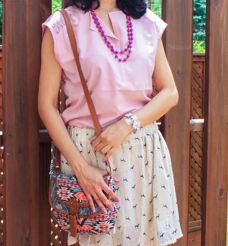 Pink Blouse & Chiffon Skirt