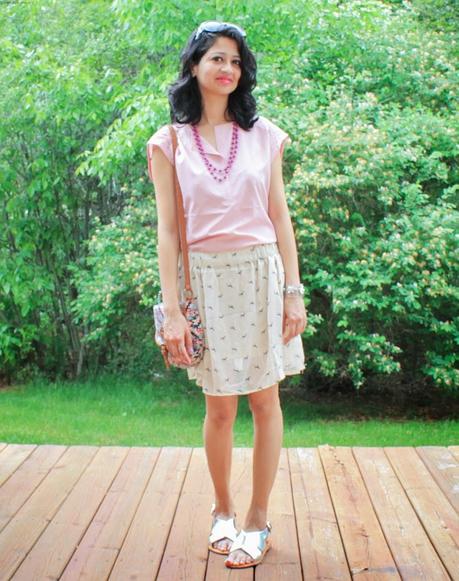 Pink Blouse & Chiffon Skirt