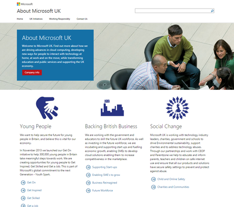 Microsoft About Page Web Design