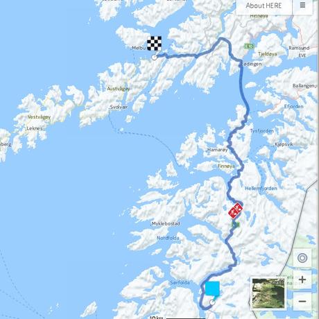 Mi ruta de hoy, desde Myrlansfjorden hasta Tennfloget