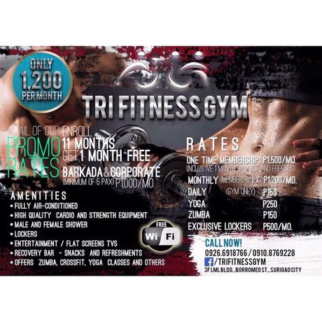 Drop by #TriFitnessGym today! 3F LML Building, Borromeo Street, Surigao City. #gym #fitness #surigao #philippines #healthylifestyle #health #fit #instagood #gymrat