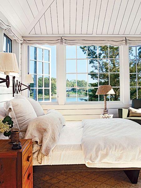 Love the ceiling in this beach inspired bedroom