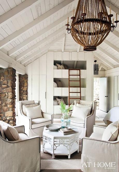 are those bunk beds on the back wall?  that is brilliant!  via Simple Everyday Glamour: Lake House