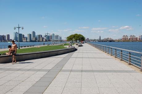 Hudson River Park 'Pier 45', New York, USA - Concrete Slab Paved Edge to Linear Park