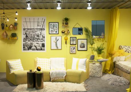 Interior Designer Justina Blakeney created this bright yellow space for YP at Dwell on Design Los Angeles 2015
