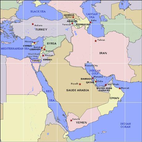 Map of Middle East Region