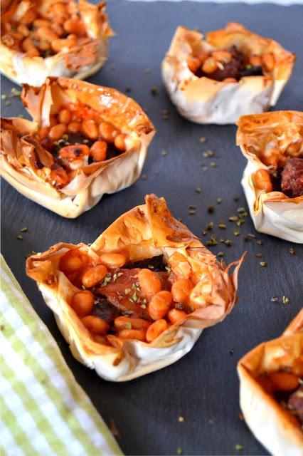 all-day breakfast bites in filo pastry