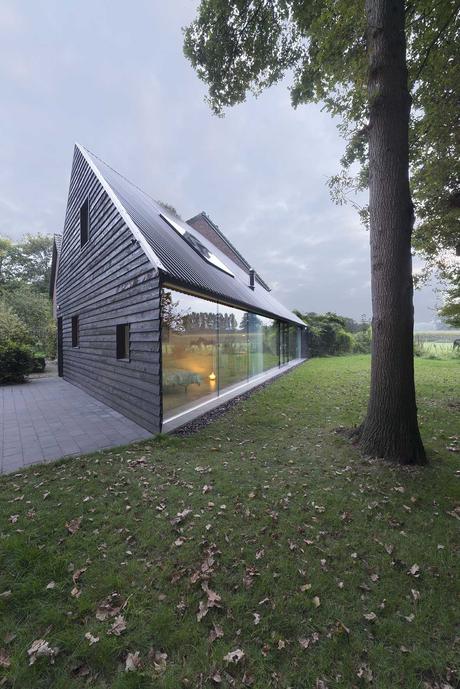 Triangular house with a pitched roof in the Netherlands