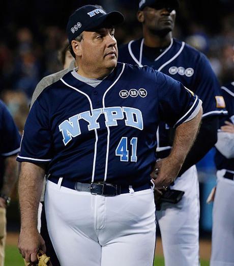 Chris Christie  celebrity softball game for charity at Yankee Stadium June 4, 2015