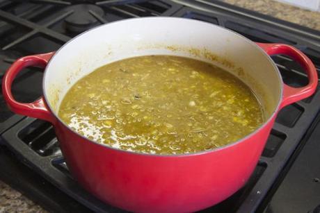 lentil, crab, and corn soup