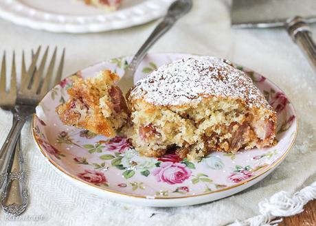 This Caramel Rhubarb Cake is a light and tender cake with fresh diced rhubarb and a generous swirl of caramel. This is a quick and easy dessert you won't want to miss!