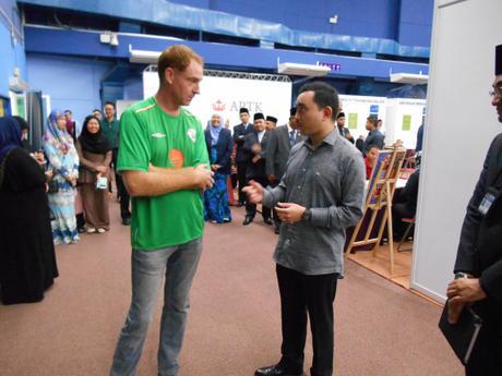 An Irish tourist talking to Prince Malik of Brunei.