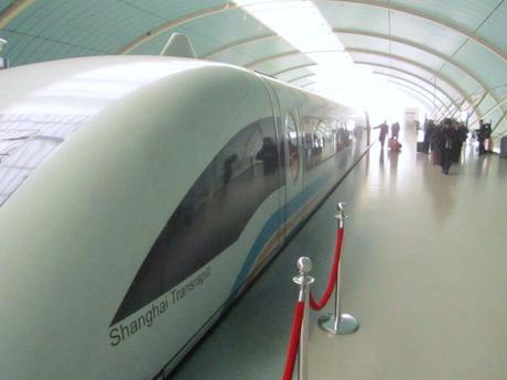 Maglev doesn't use wheels or rails. Shanghai.