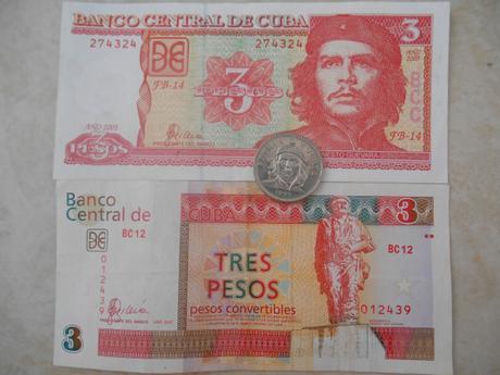 Che Guevara's image is shown on the 3 CUP note, the 3 CUP coin and on the 3 CUC note.