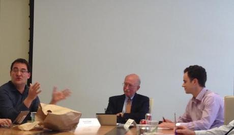 Left to right: Jean Pesme of the World Bank, Peter Reuter of RAND, and Justin Sandefur CGD research Fellow