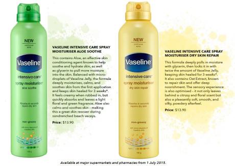 vaseline intensive spray moisturiser