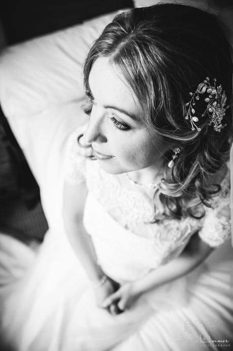 bride portrait in black and white