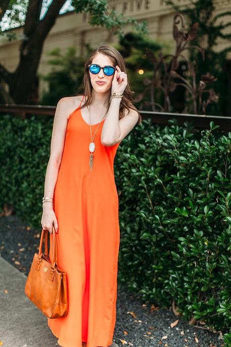 Old Navy torrent orange maxi dress Dallas fashion blogger