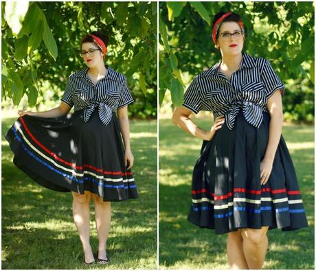 Stripes, a circle skirt, and leopard print shoes | www.eccentricowl.com