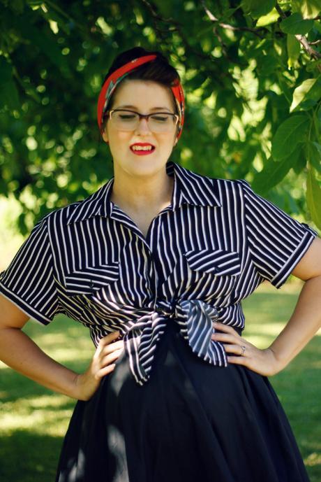 Stripes, a circle skirt, and leopard print shoes | www.eccentricowl.com