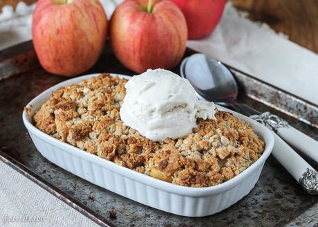 This Small Serving Apple Crisp is the perfect guiltless indulgence for when you don't need an entire pan of apple crisp in the kitchen! It's gluten free, refined sugar free, and vegan.