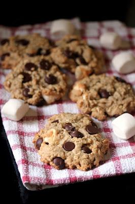 Vegan Chocolate Chip and Marshmallow Oatmeal Cookies