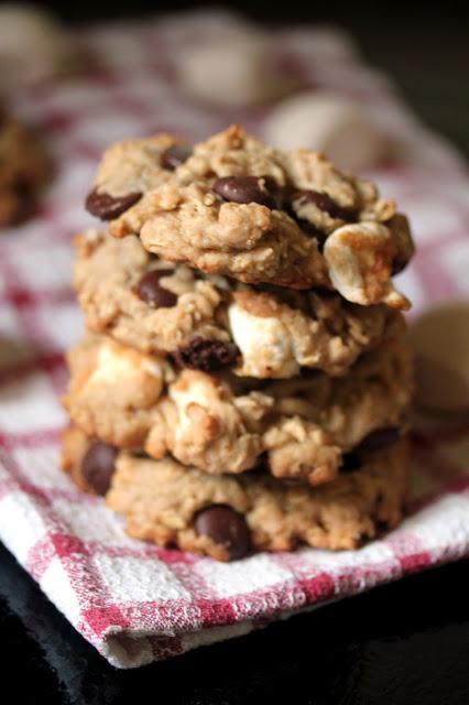 Vegan Chocolate Chip and Marshmallow Oatmeal Cookies