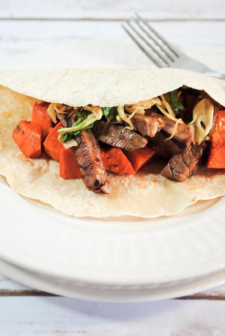 Spicy Thai Sweet Potato and Grilled Beef Wraps