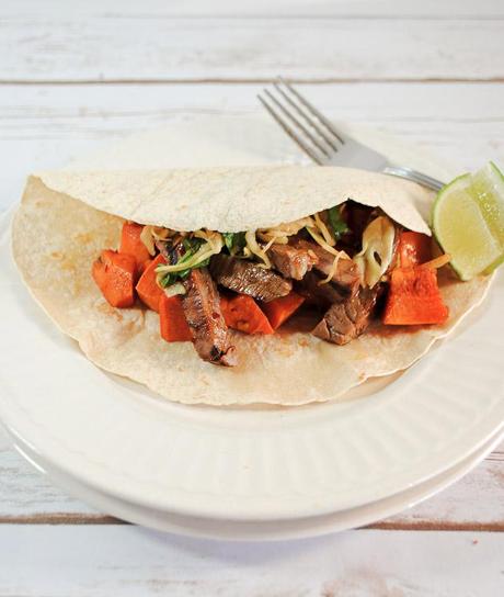Spicy Thai Sweet Potato and Grilled Beef Wraps