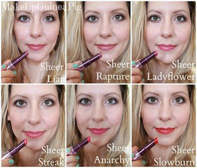 Urban Decay Sheer Revolution Lipstick Swatches