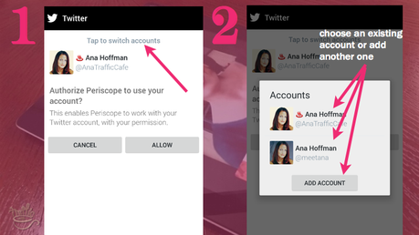 Periscope on Android Tutorial: how to switch between accounts