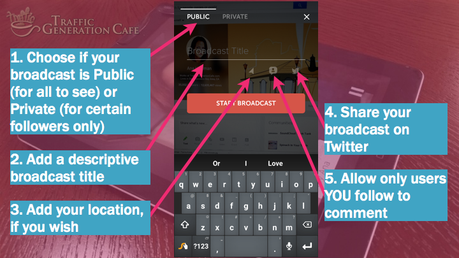 Periscope on Android Tutorial: broadcast page features