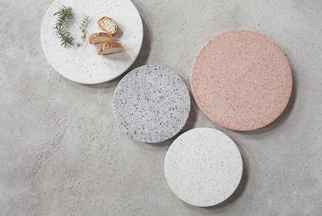 Colorful series of terrazzo stone platters