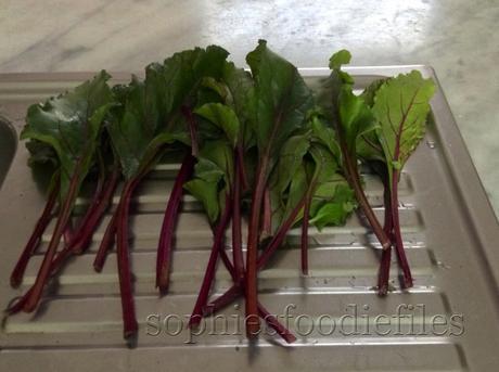 red beetroot leaves a stalks!