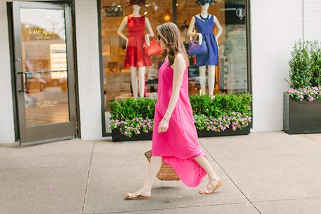 Old Navy bright pink high low maxi dress