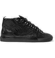 Creases Worth Showing Off:  Balenciaga Arena Creased Leather High-Top Sneakers