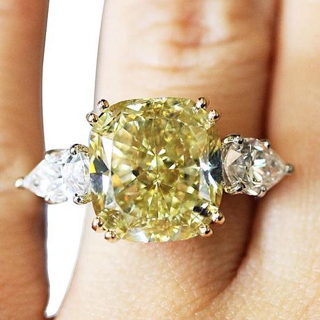 cushion cut canary diamond engagement ring